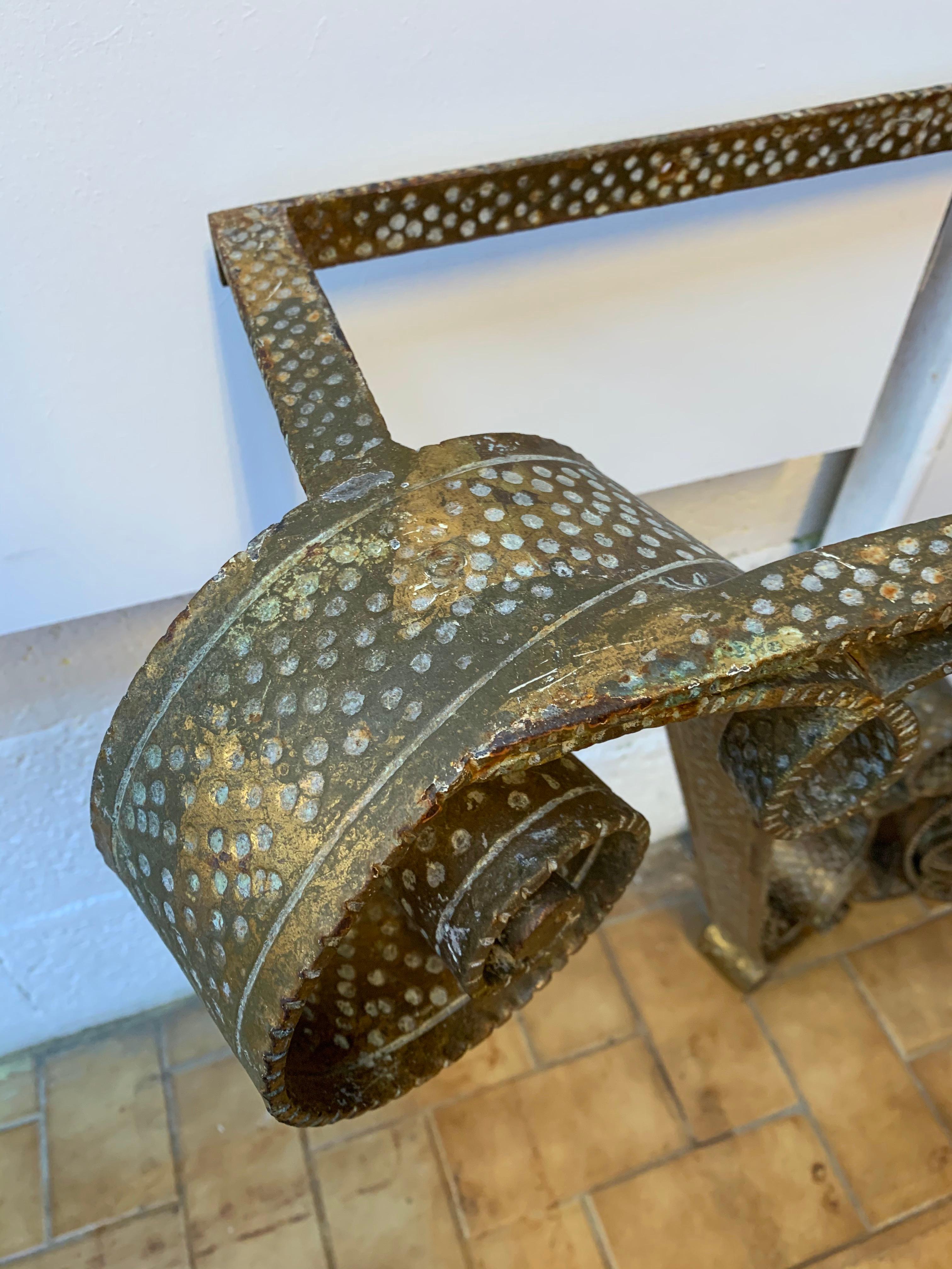 Console Wrought Iron Gold Leaf by Pier Luigi Colli, Italy, 1950s 1
