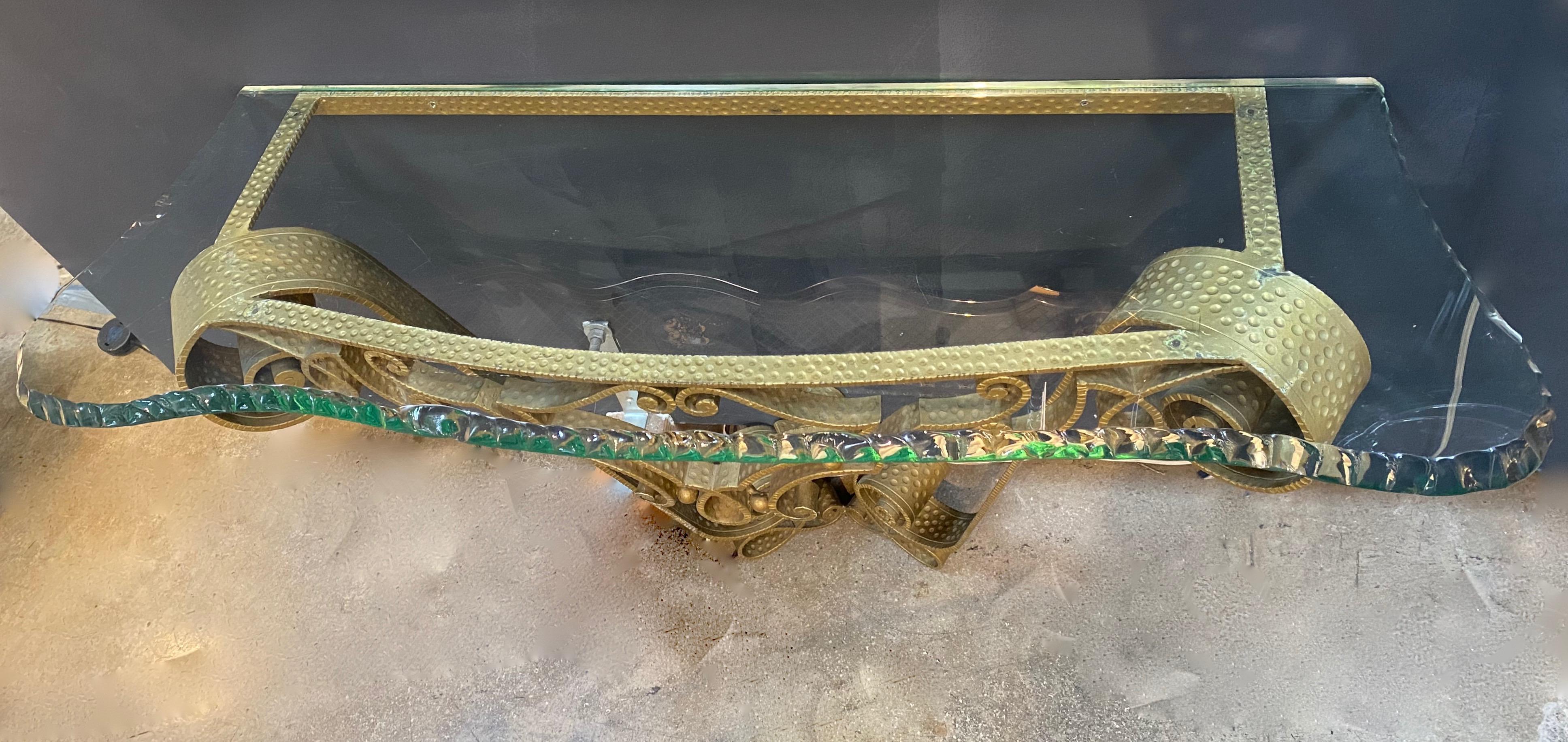 Milieu du XXe siècle Console en fer forgé à la feuille d'or de Pier Luigi Colli, Italie, années 1950 en vente