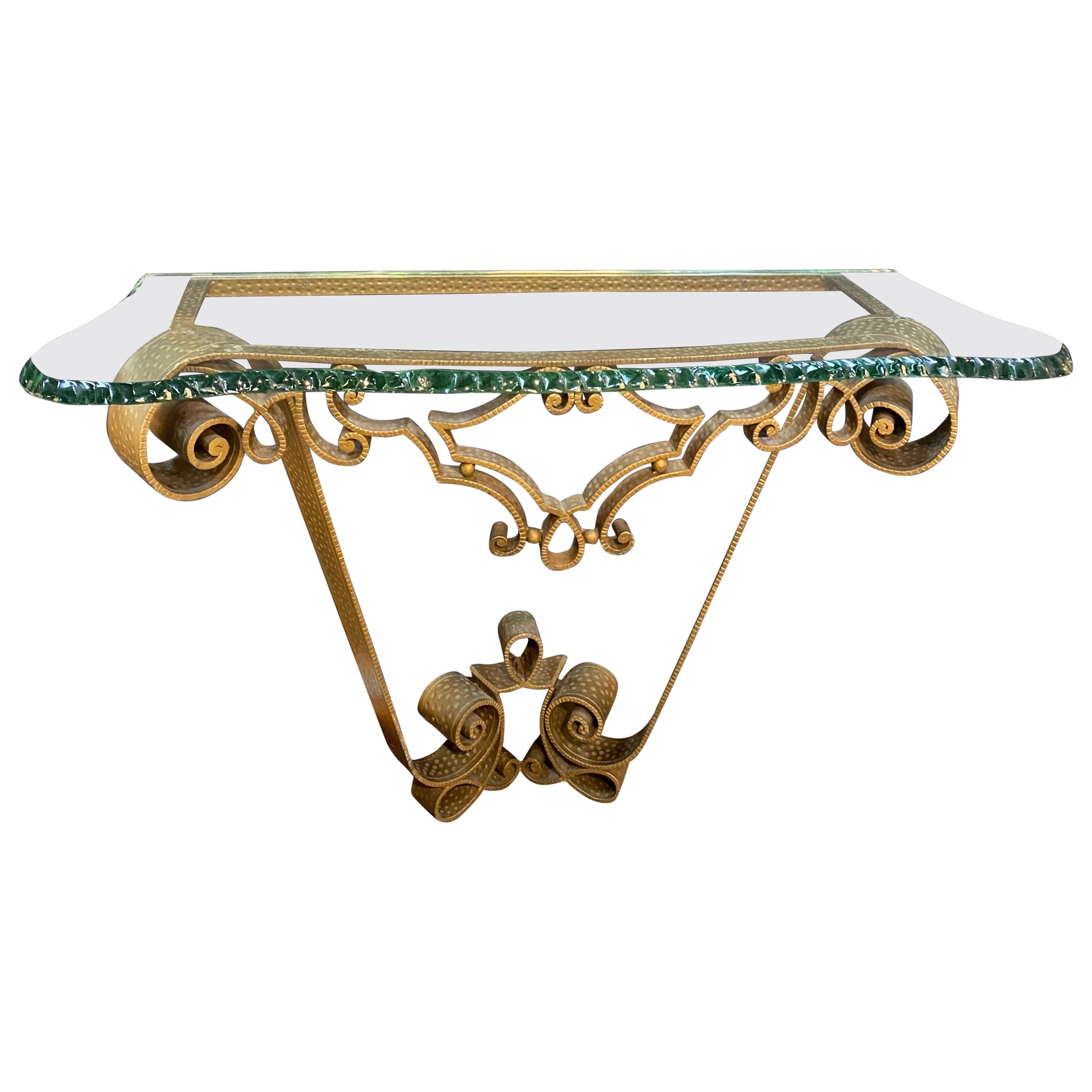 Console Wrought Iron Gold Leaf by Pier Luigi Colli, Italy, 1950s For Sale