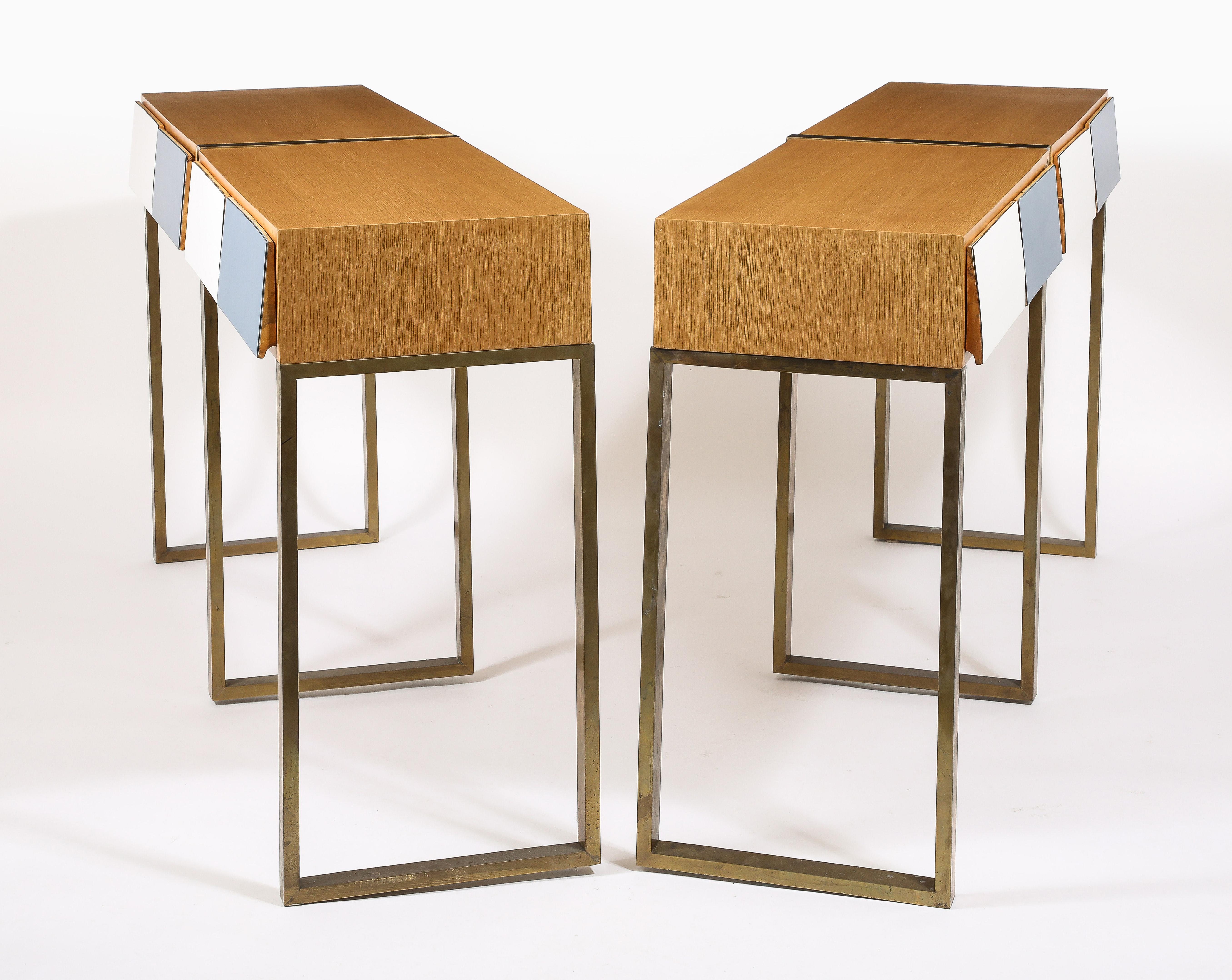 Brass Consoles in the manner of Gio Ponti, Italy 1950's For Sale