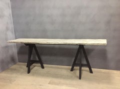 Consoletable with 15th Century Stone Top on a Oak Trestle Base
