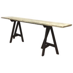 Consoletable with 15th Century Stone Top on a Oak Trestle Base