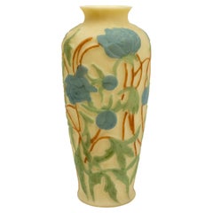 Consolidated Phoenix Art Glass Vase with Blue Flowers
