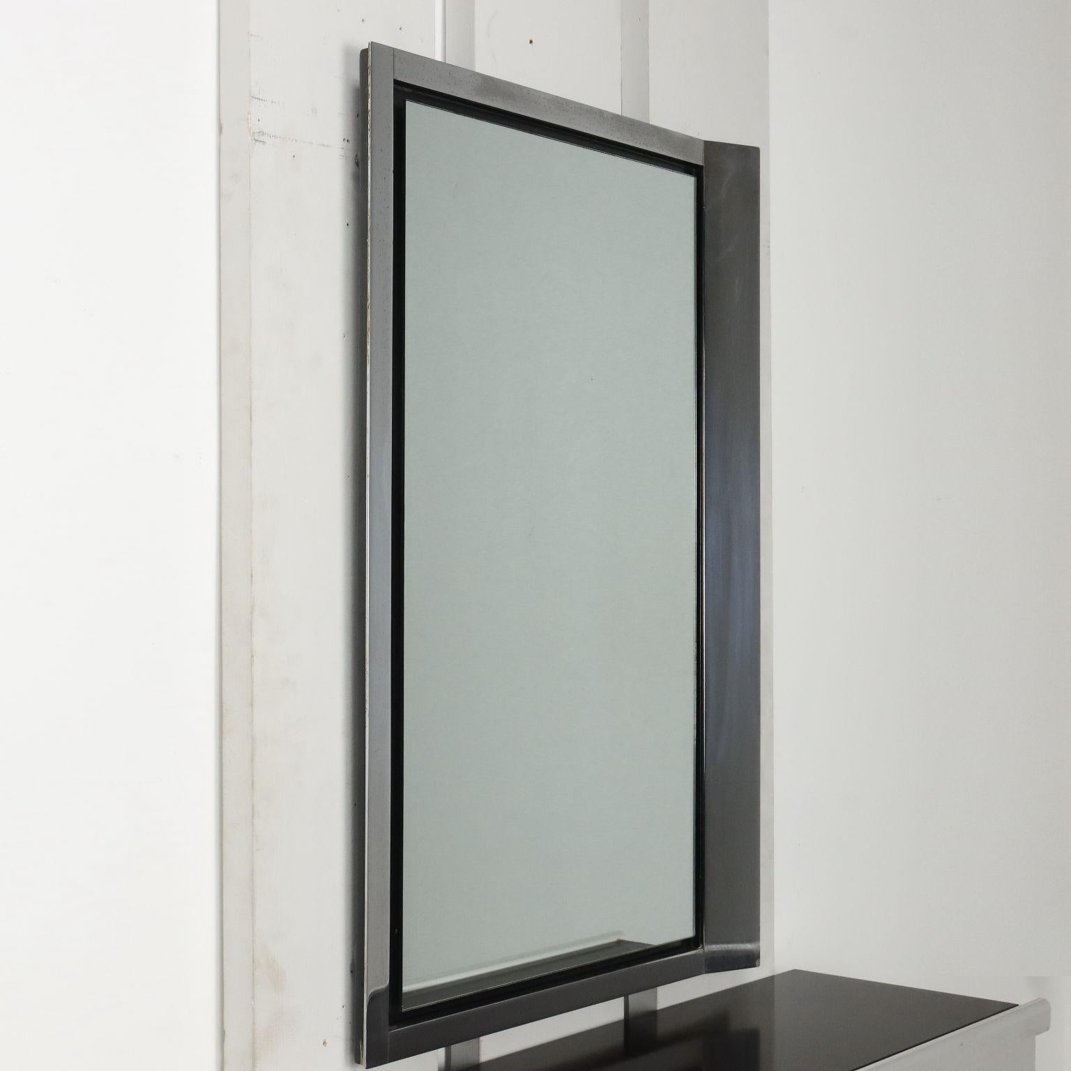 Mid-Century Modern Drawer Console Table with Mirror 1970s For Sale
