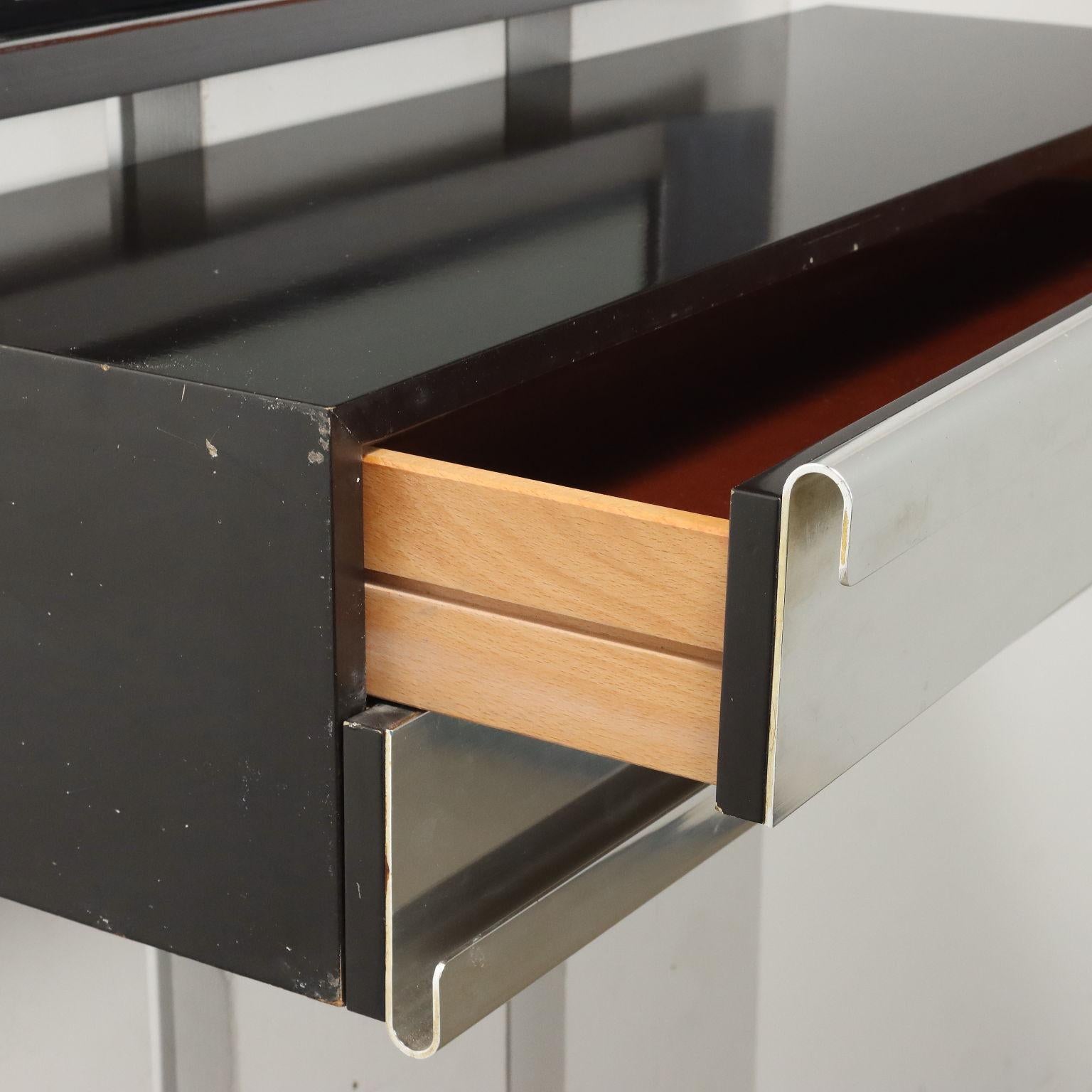 Metal Drawer Console Table with Mirror 1970s For Sale