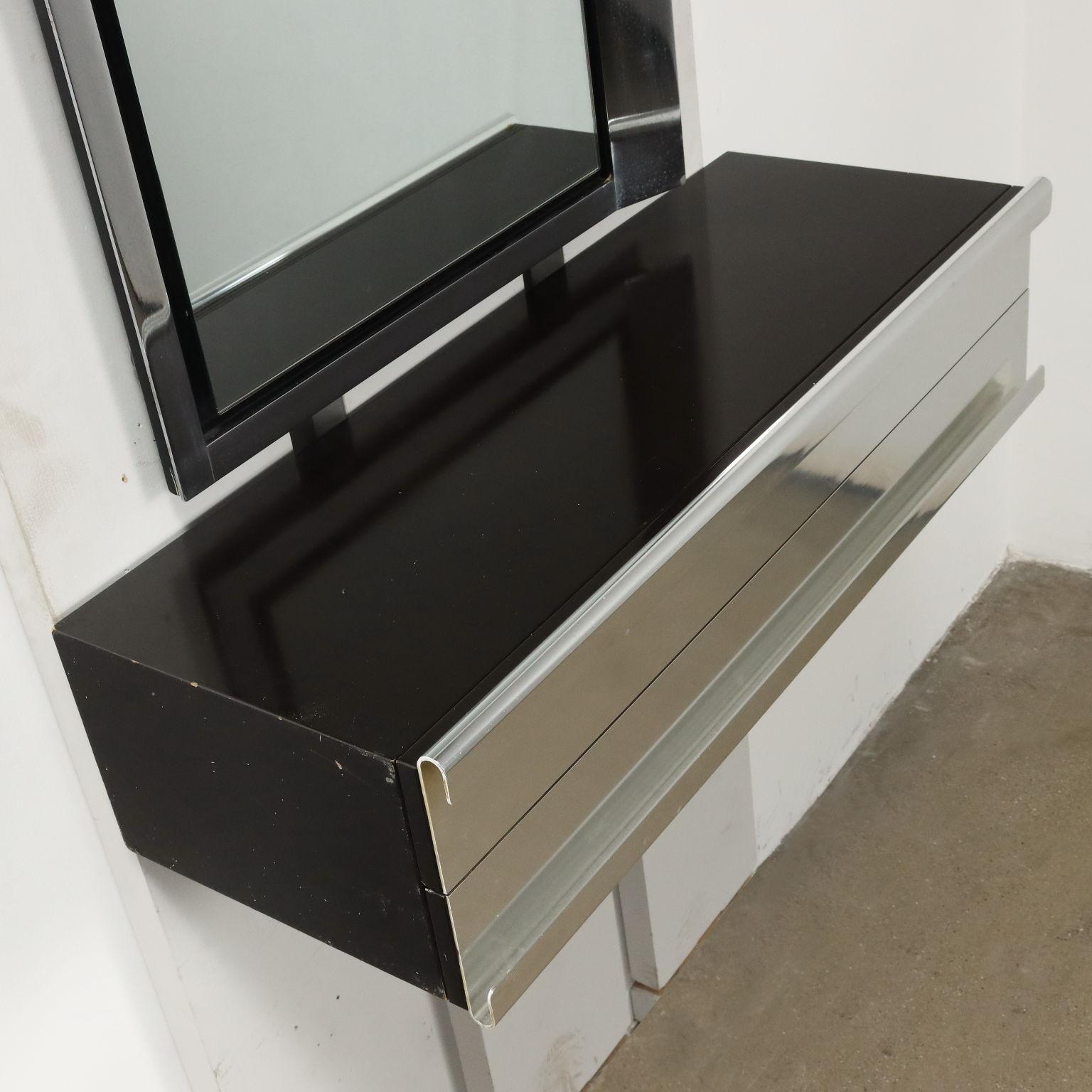 Drawer Console Table with Mirror 1970s For Sale 1