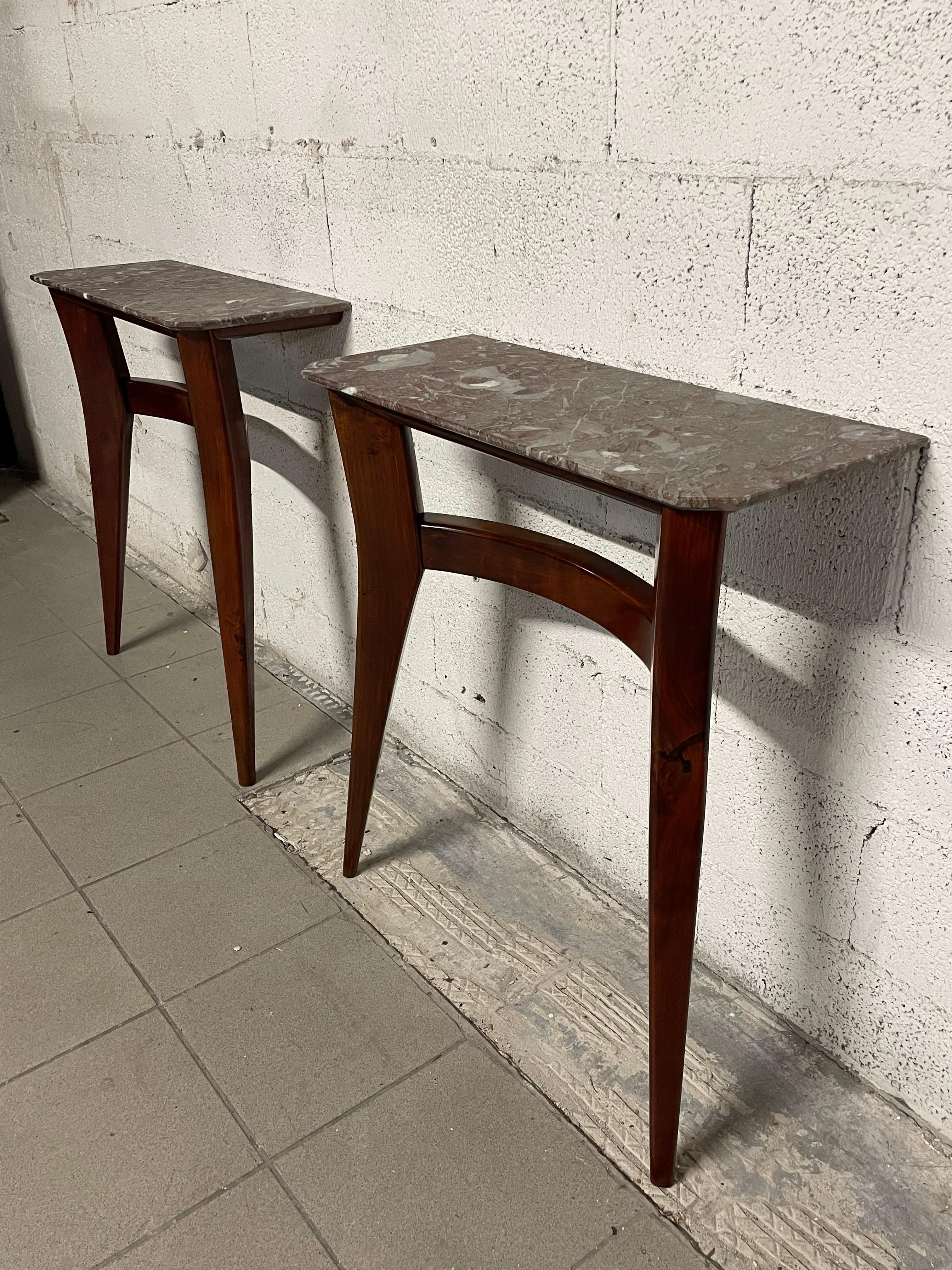 1960s cherry wood console table For Sale 8