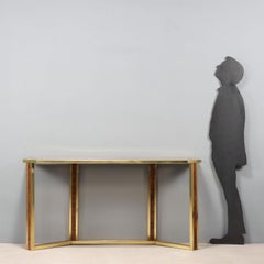 70er Jahre Konsolentisch aus Messing und Rauchglas