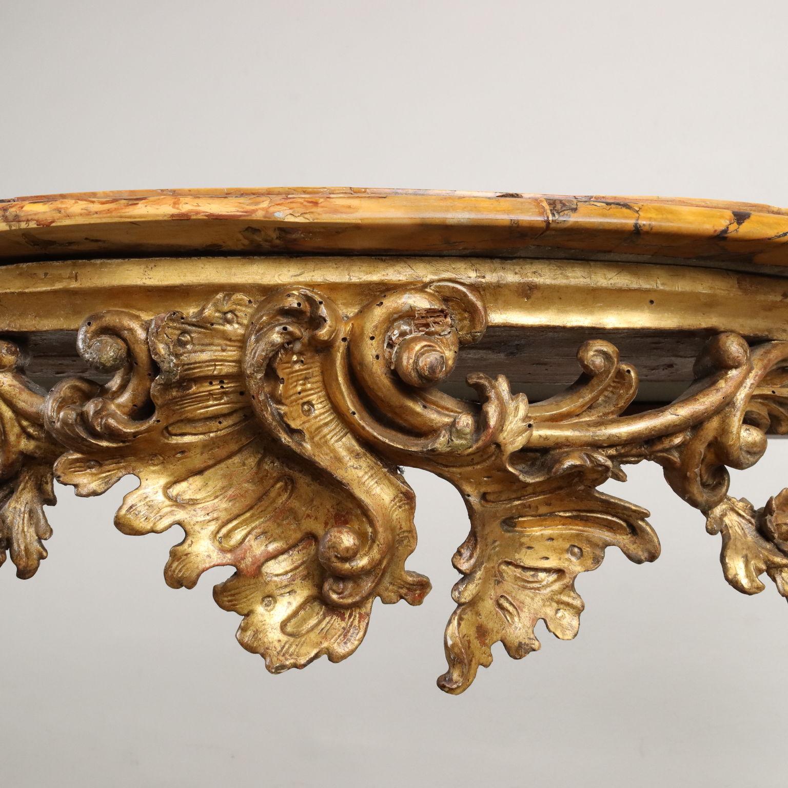 Carved and Gilded Wood Baroque Console Table Florence Mid 18th Century For Sale 4