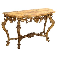 Carved and Gilded Wood Baroque Console Table Florence Mid 18th Century