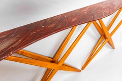 Consolle BBPR in walnut with top in Red Levanto Marble 1950 circa