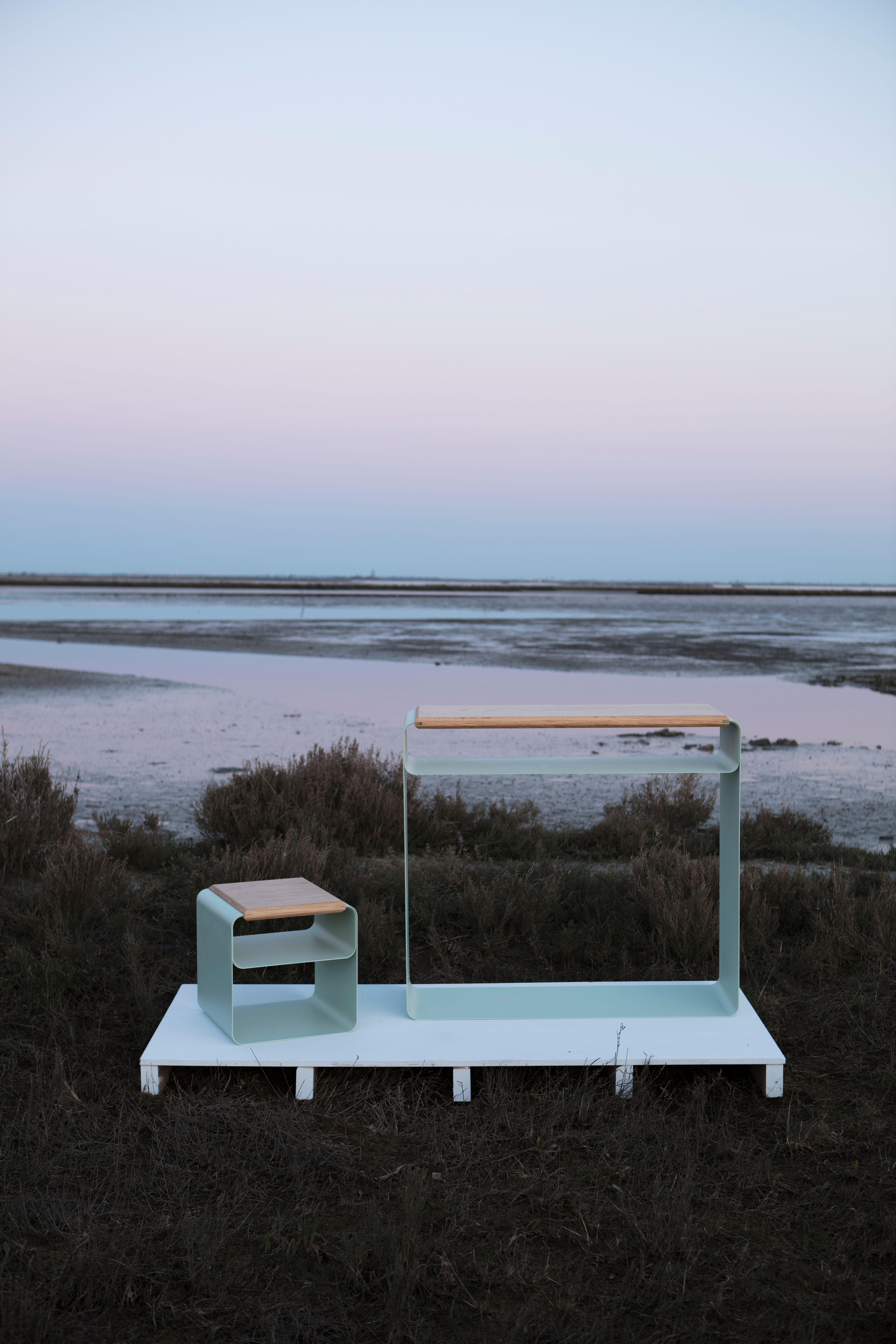 Vodo console, in oak and metal, by Accardi Buccheri for Medulum In New Condition For Sale In Meolo, Venezia