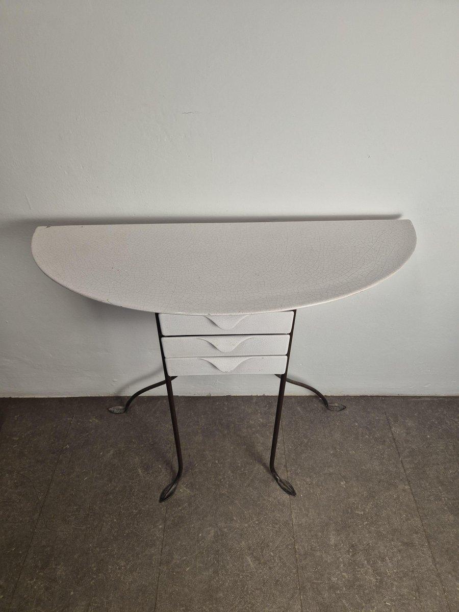Konsolentisch aus Keramik und Schmiedeeisen, 1960er Jahre im Angebot 2