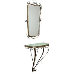 Vintage Console Table with Mirror 1950s