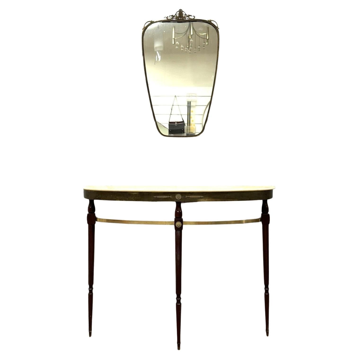 Consolle Con Specchio in Ottone mid-century design anni '50 modernariato