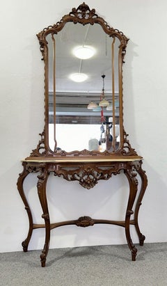 Consolle con specchio intagliato 1920’s marmo Mirror Antique