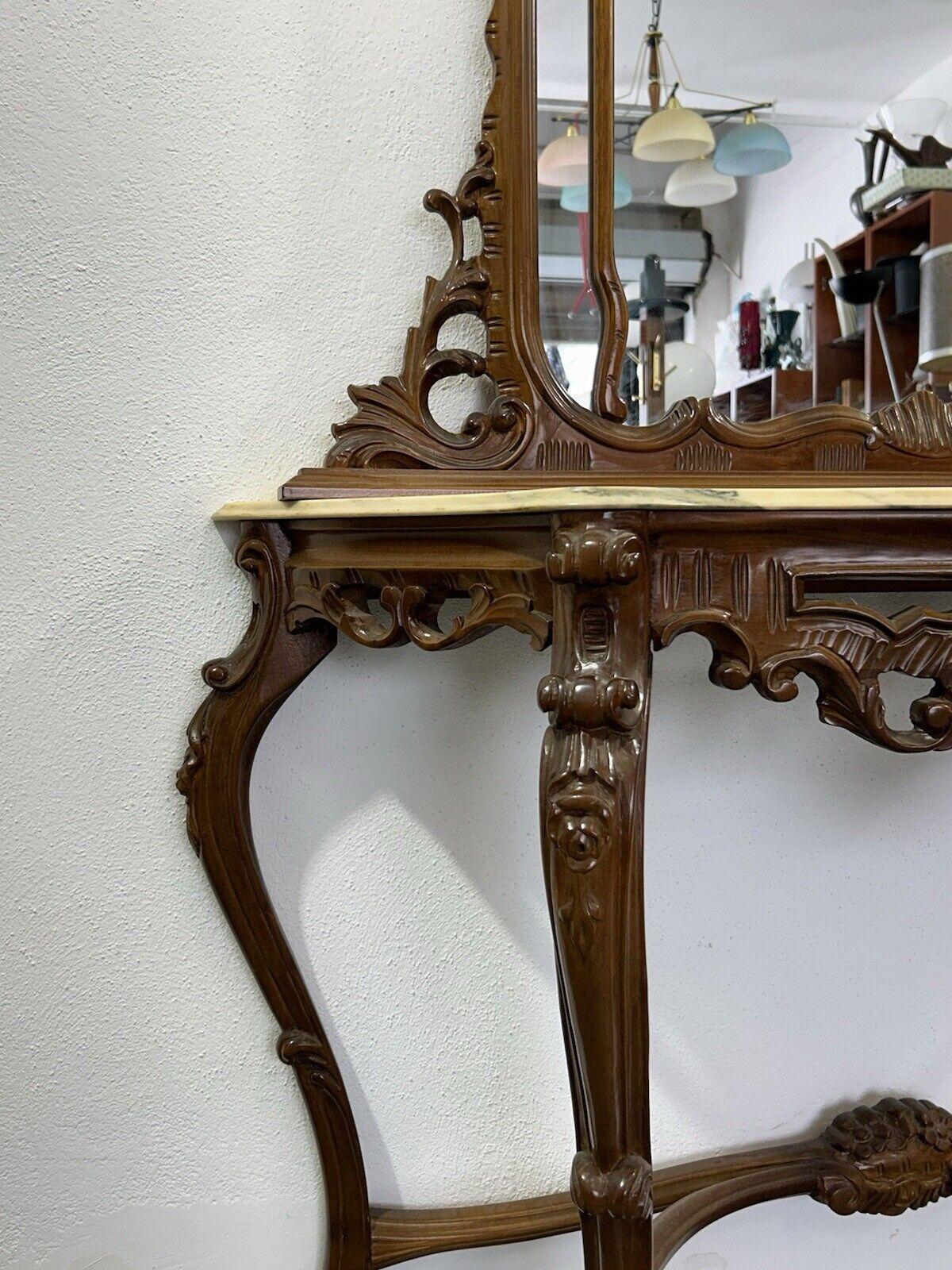 Table console avec miroir sculpté 1920 marbre Miroir ancien en vente 2