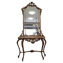 Consolle con specchio intagliato 1920’s marmo Mirror Antique