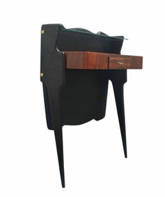 Console murale en bois avec étagère en verre et tiroir, Italie, années 1950