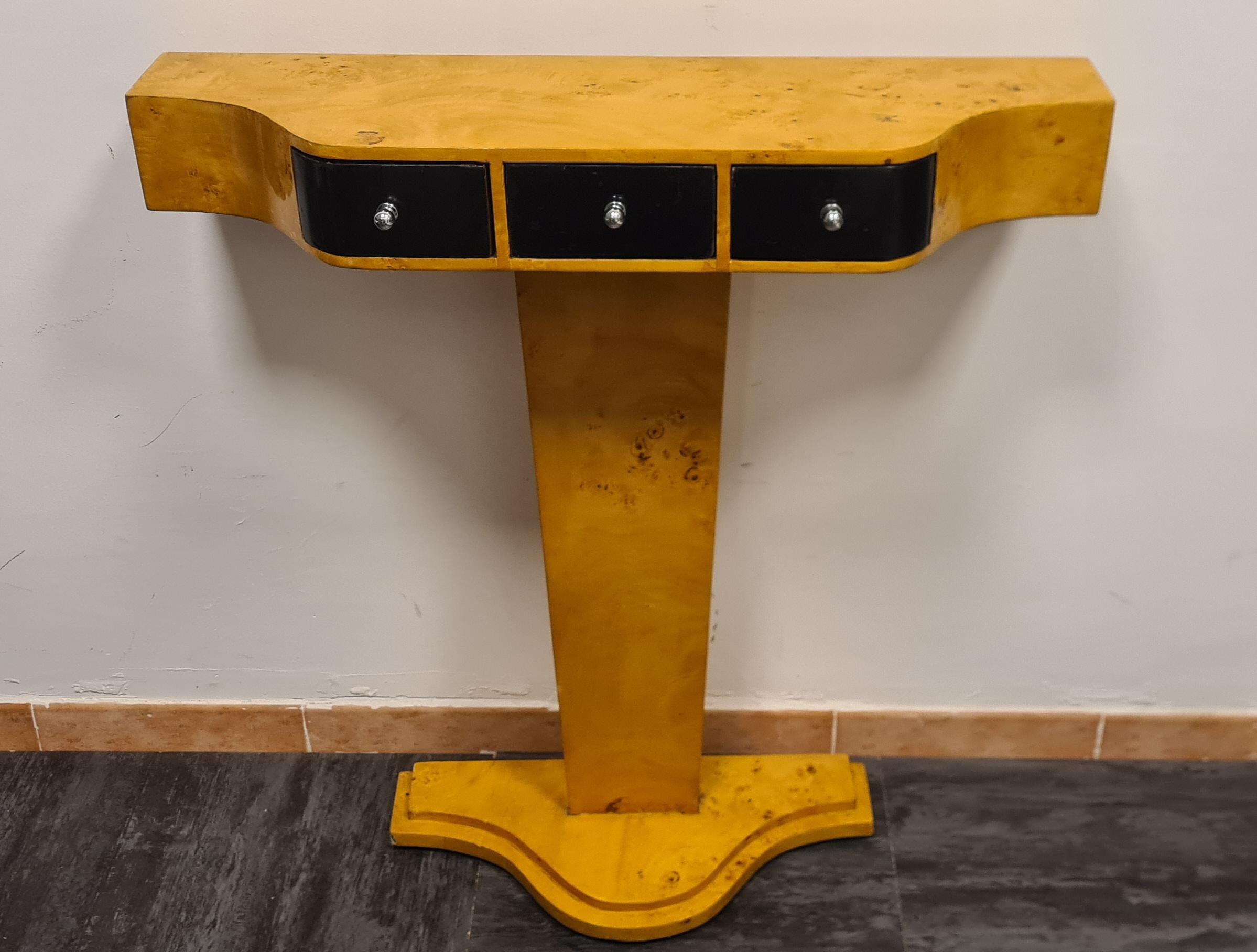 Art deco style briarwood wall console table In Good Condition In Torino, IT