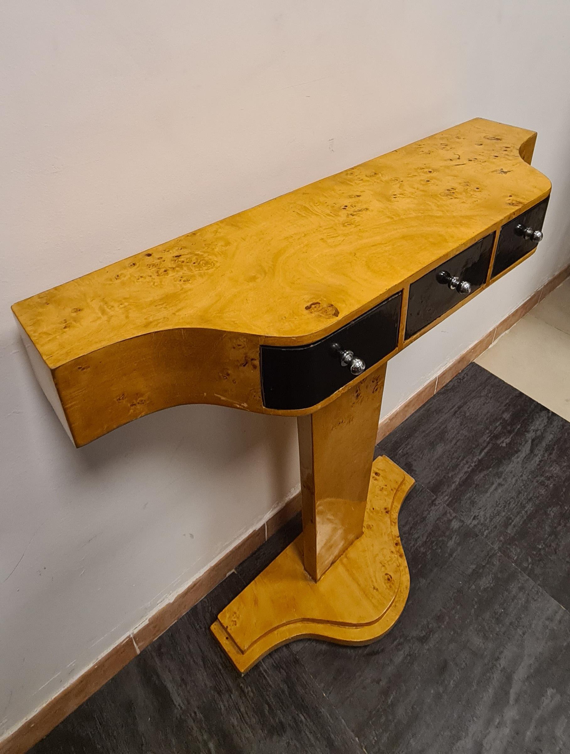 Art deco style briarwood wall console table 1
