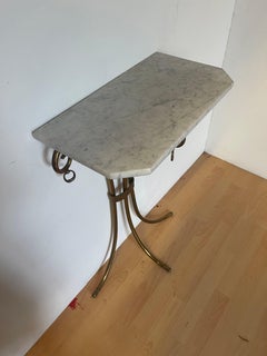 Wall console table with white marble base art deco style italy 1980s