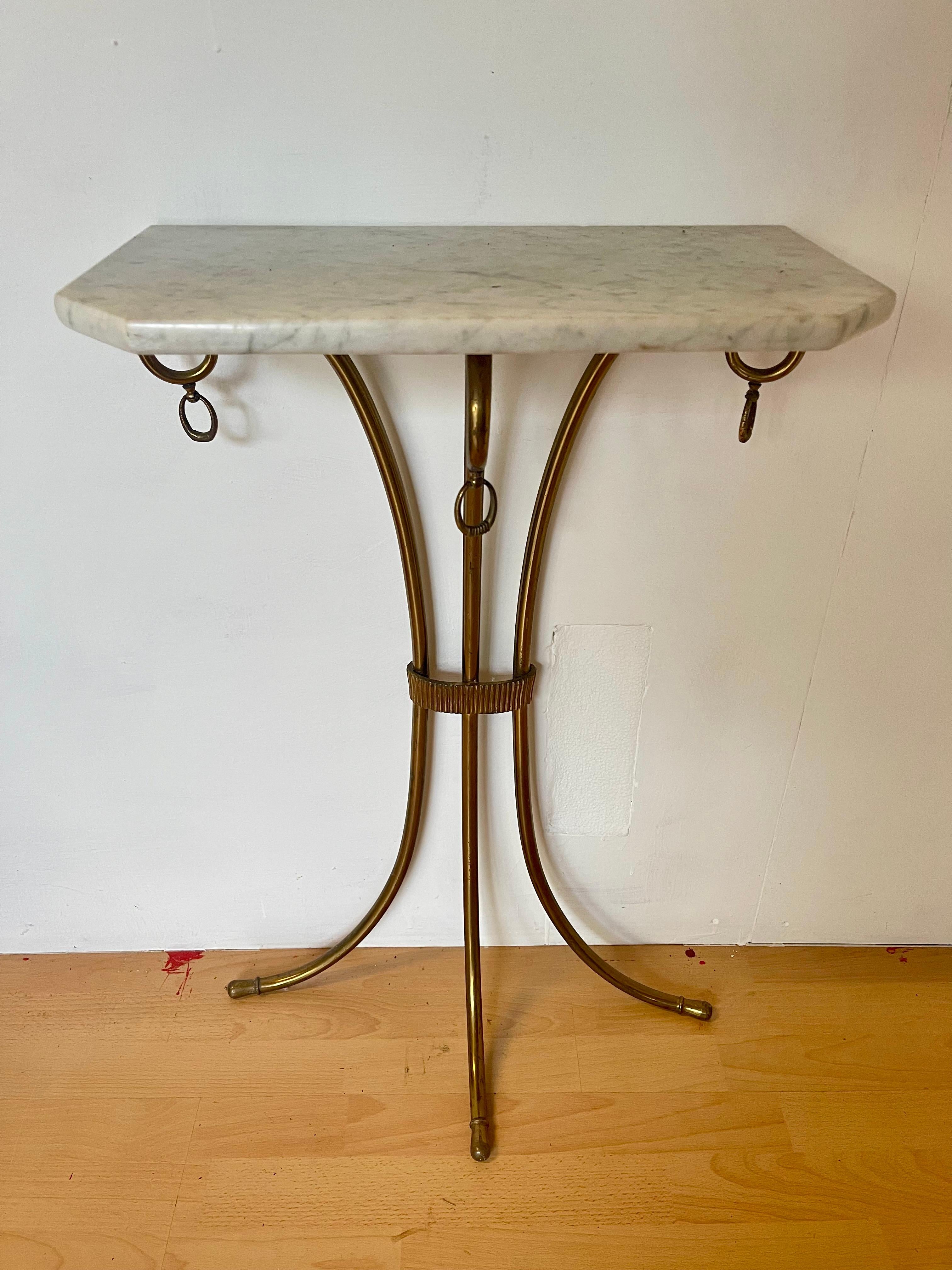 Italian Consolle da parete con base in marmo bianco stile art déco italia anni '80 in vendita