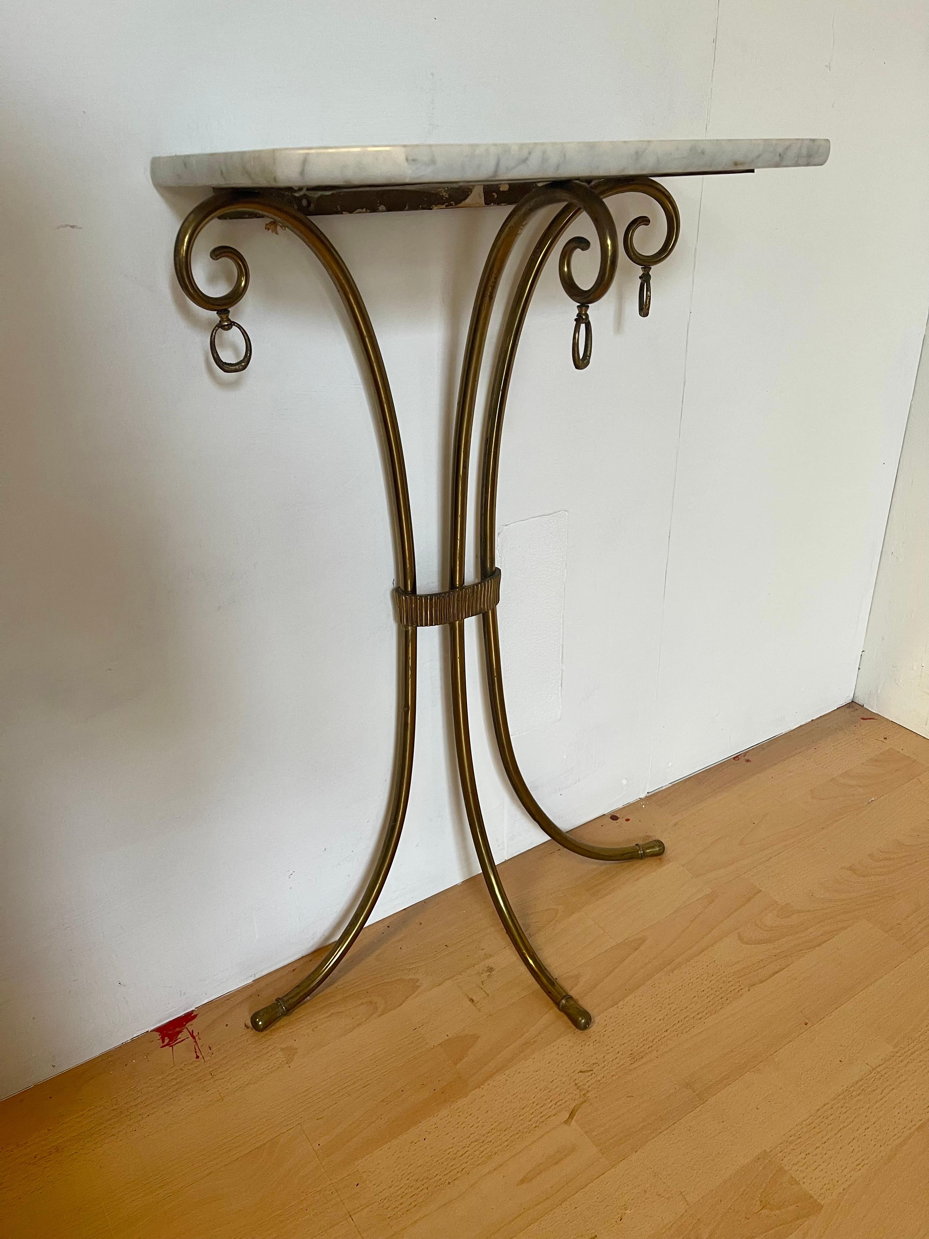 Fatto a mano Consolle da parete con base in marmo bianco stile art déco italia anni '80 in vendita