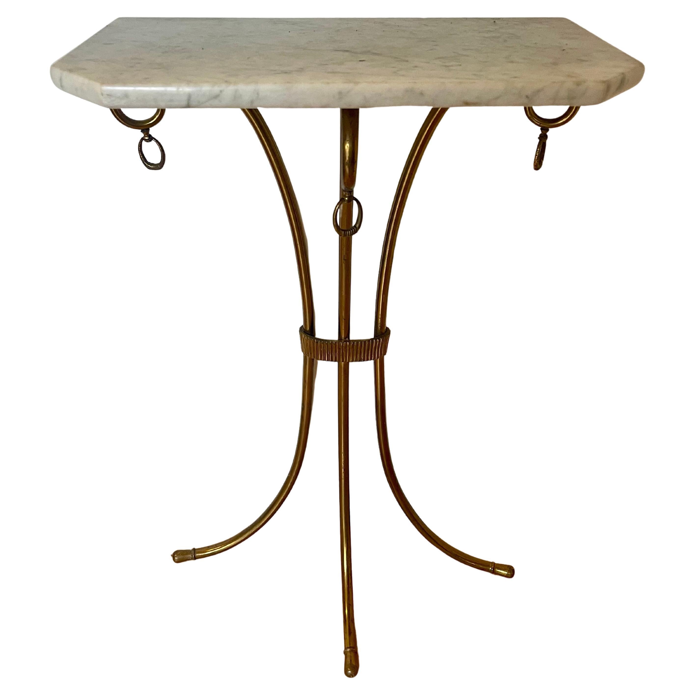 Consolle da parete con base in marmo bianco stile art déco italia anni '80 in vendita