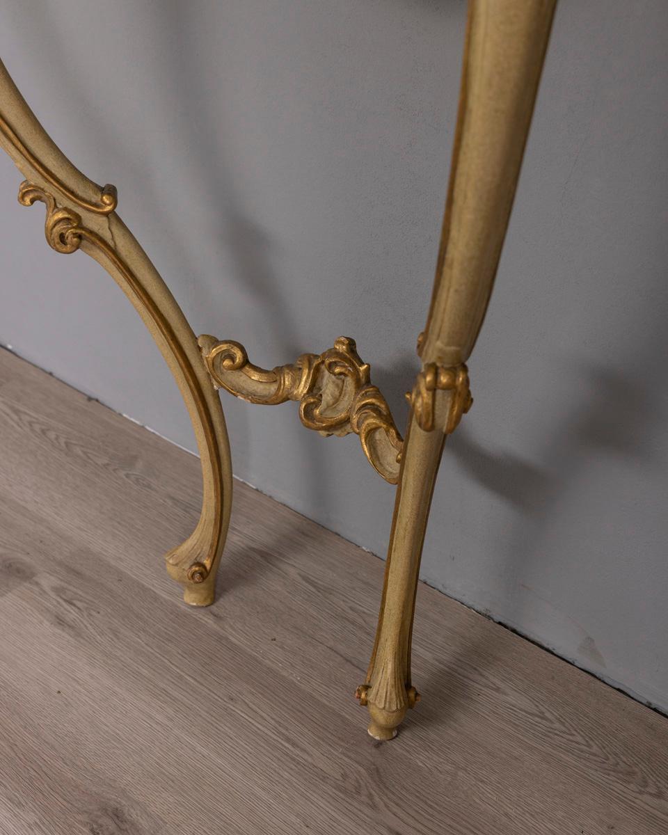 Onyx Consolle da parete in legno dorato e Onice in stile Barocco inizio xx secolo For Sale