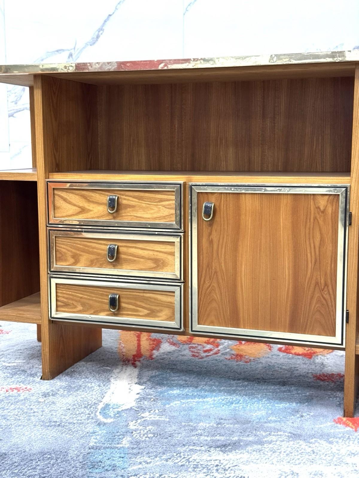 Metallo Consolle Design Scandinavo Geometrico Anni ‘70 In Legno Modernariato in vendita
