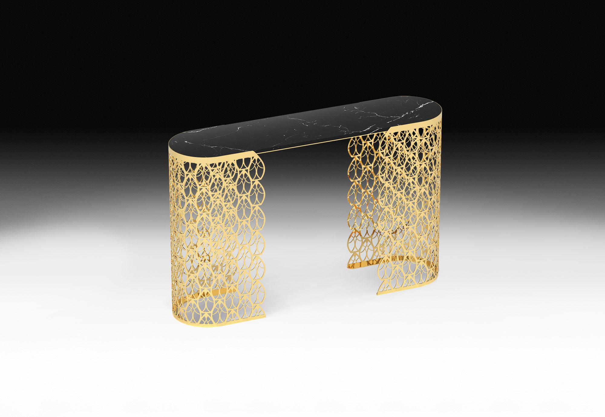 Functionality and elegance meet in Fitzgerald console. 
The contained depth and unique style of Arabesque make this console the ideal solution to furnish an entrance or a hallway, without renouncing a home furnishing of indisputable identity. The