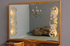 Consolle grande con tavoli annessi e specchio, anni '50