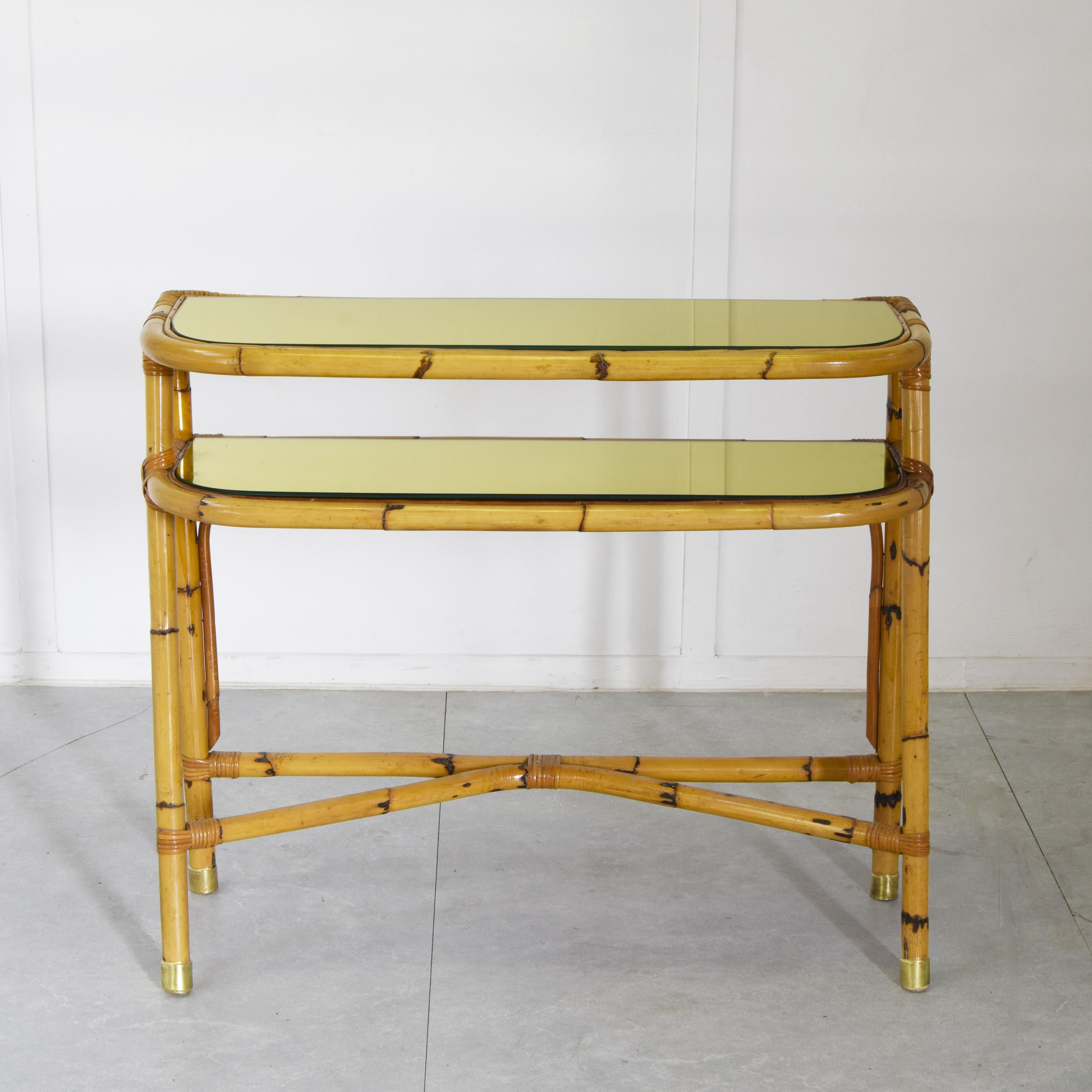 Mid-Century moderno Consolle in bamboo midcentury 1960s. in vendita