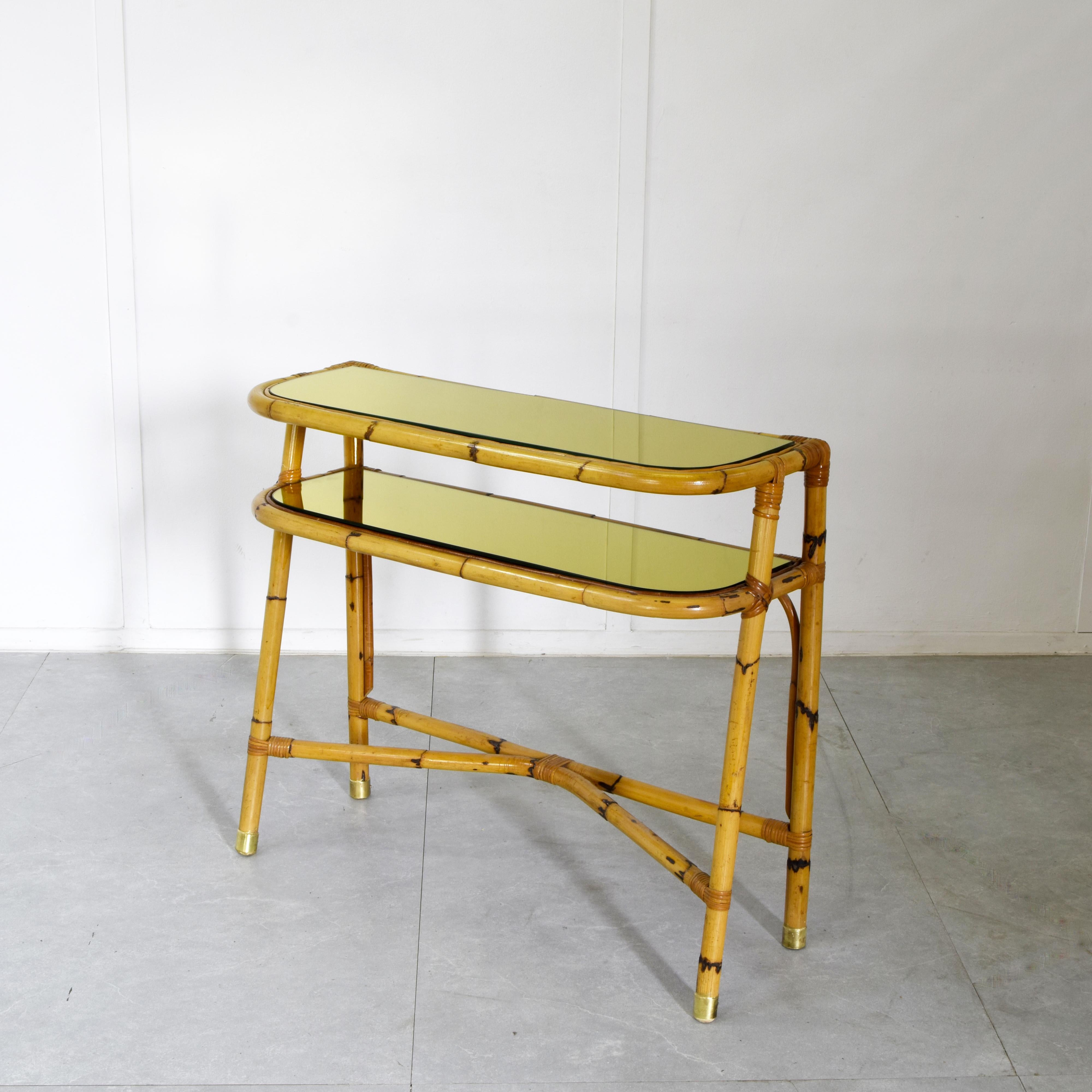 Italian Consolle in bamboo midcentury 1960s. in vendita
