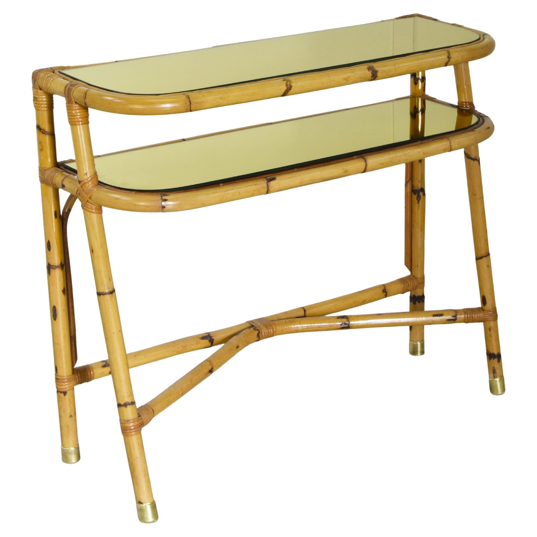 Consolle in bamboo midcentury 1960s. in vendita