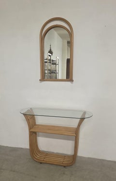 Konsolentisch aus Bambus mit Spiegel 1980er Jahre