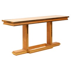 Bamboo and Brass Console by Giacomo Sinopoli for Lewan's Roma, Italy, 1970s