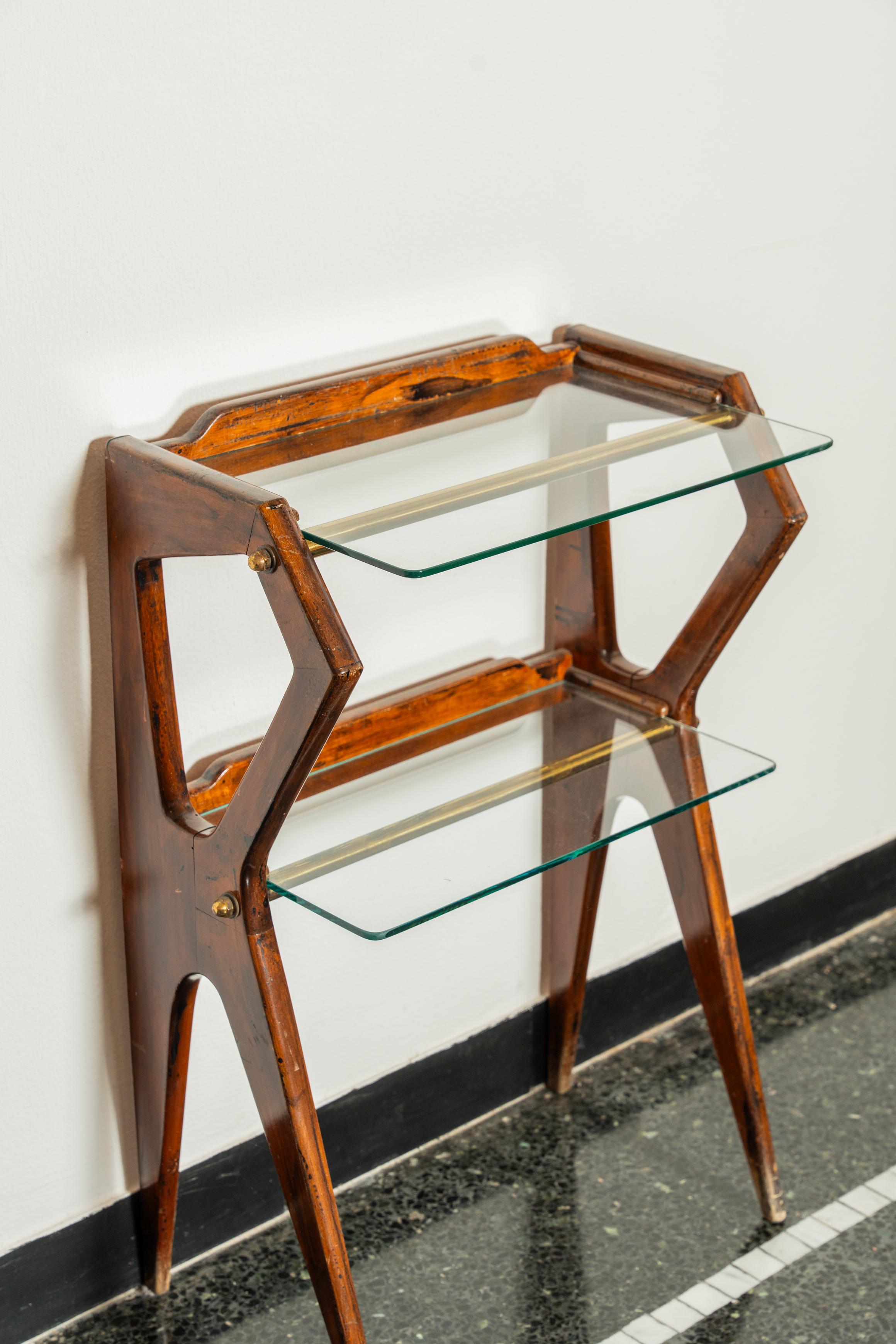 Italian Consolle in legno e vetro di Ico Parisi, Italia, anni '50 in vendita