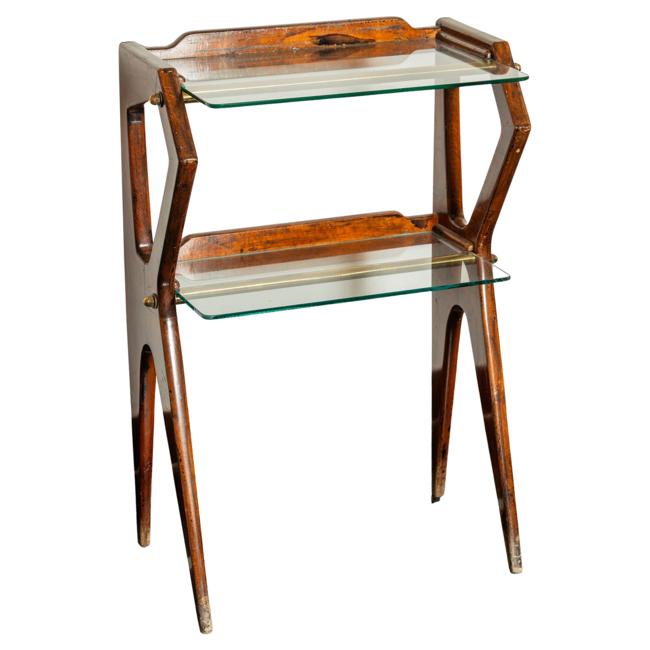 Console en bois et verre par Ico Parisi, Italie, années 1950