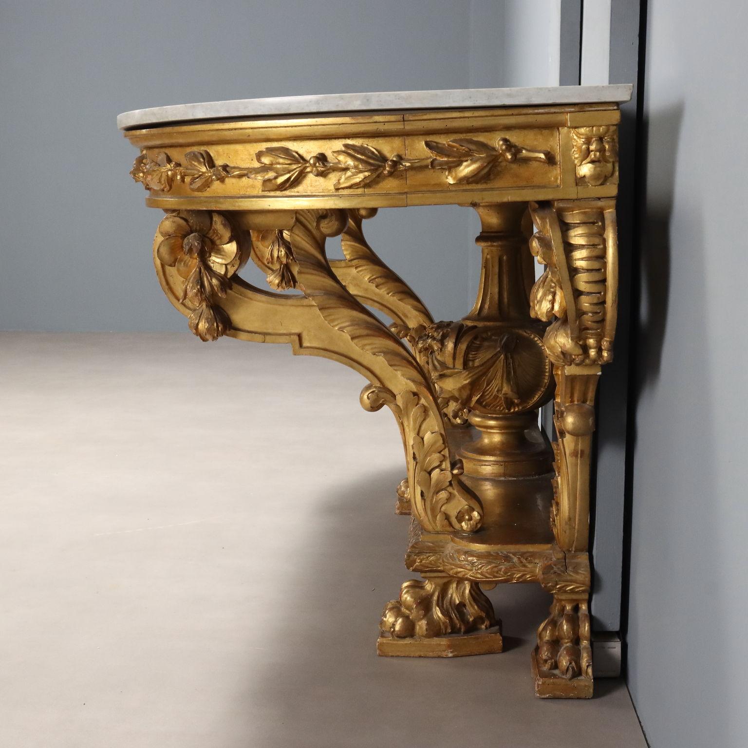 Consolle in Legno Intagliato e Dorato Lombardia Ultimo Quarto XIX Secolo For Sale 5