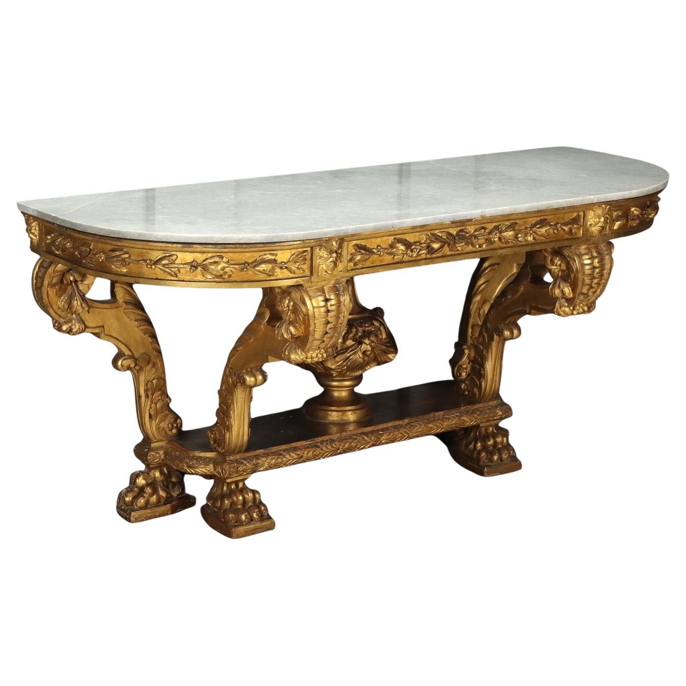 Consolle in Legno Intagliato e Dorato Lombardia Ultimo Quarto XIX Secolo For Sale