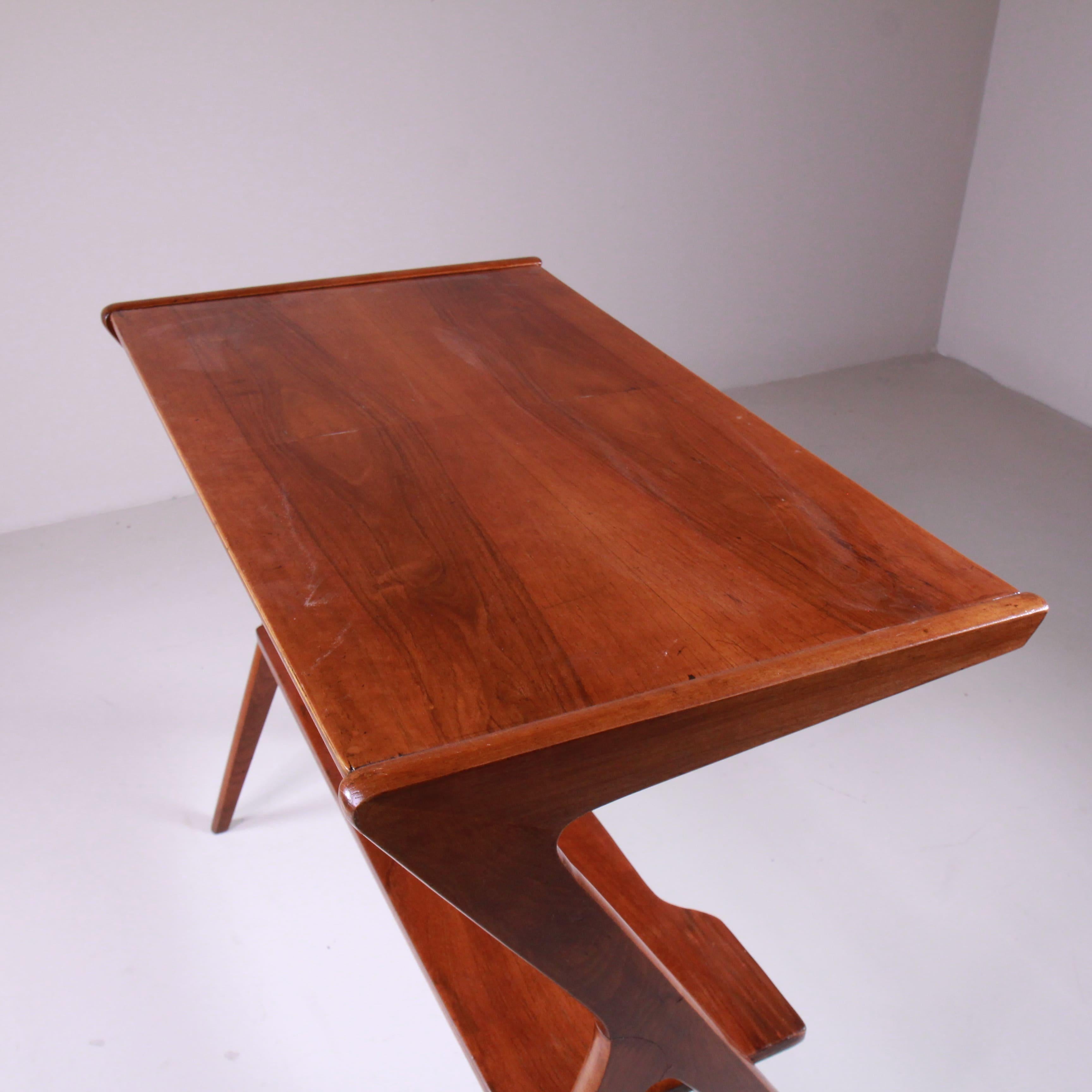 Wooden console table, mid-century, 1950s In Good Condition For Sale In Milano, Lombardia