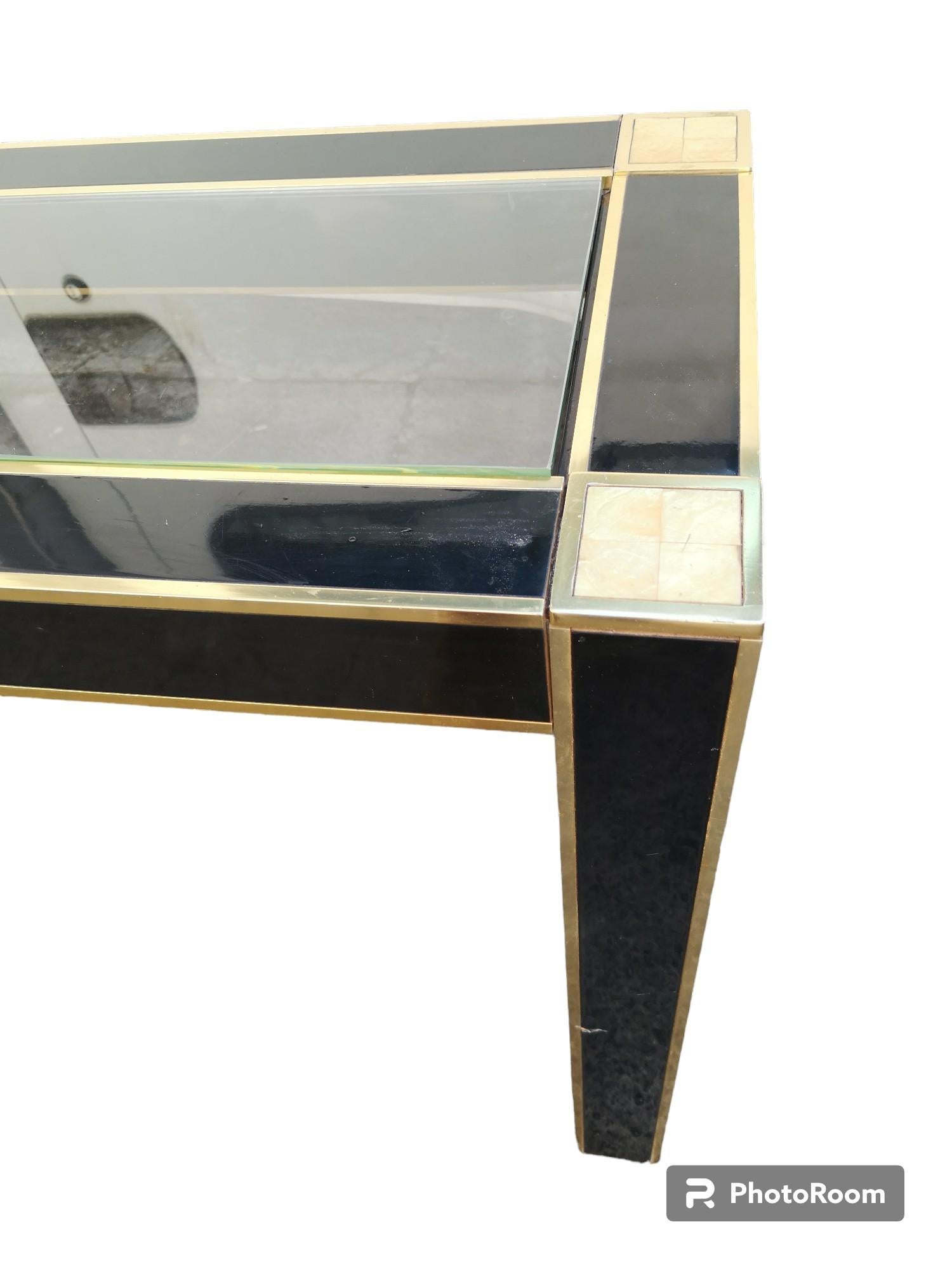 French Pierre Cardin brass and crystal wood console table for Roche Bobois late 1970s For Sale