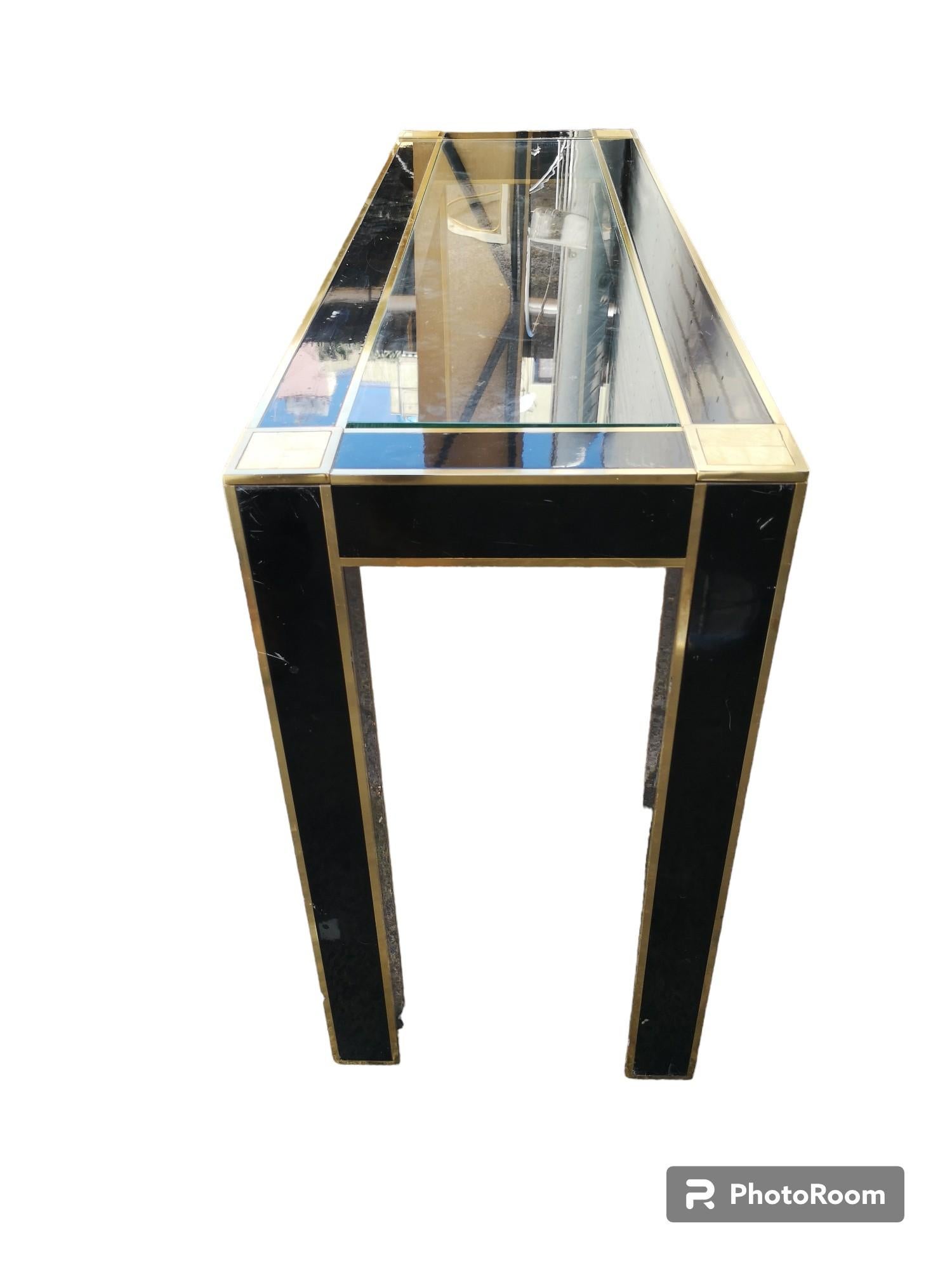 Console Pierre Cardin en laiton et cristal pour Roche Bobois fin des années 1970 en vente 1