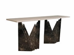 Consolle in Marmo, Basi Nero Marquinia e Top Bianco di Carrara, Italia 1980s