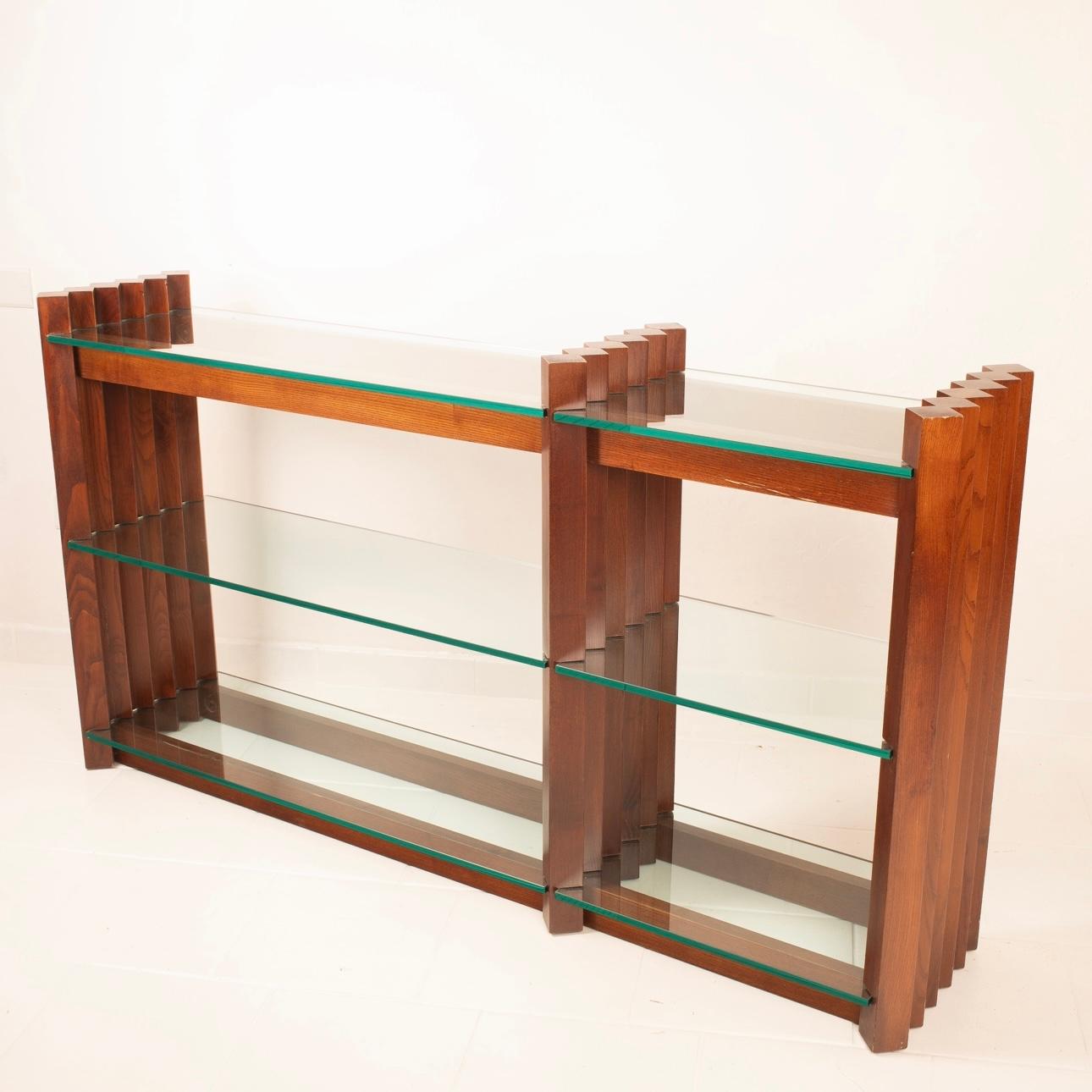 Solid Wood and Crystal Console Table from the 1960s att. Carlo Scarpa 1960's For Sale 5