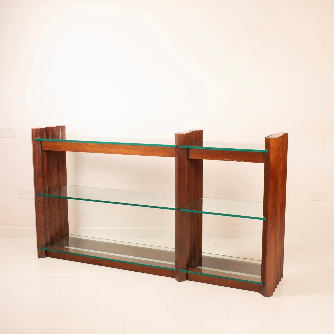 Solid Wood and Crystal Console Table from the 1960s att. Carlo Scarpa 1960's For Sale 6