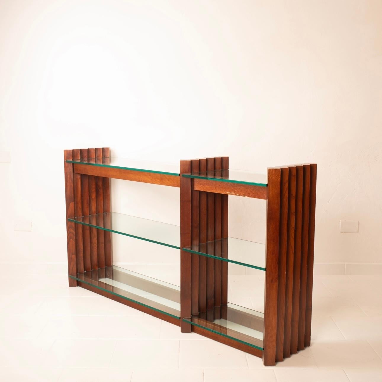 Solid Wood and Crystal Console Table from the 1960s att. Carlo Scarpa 1960's For Sale 7