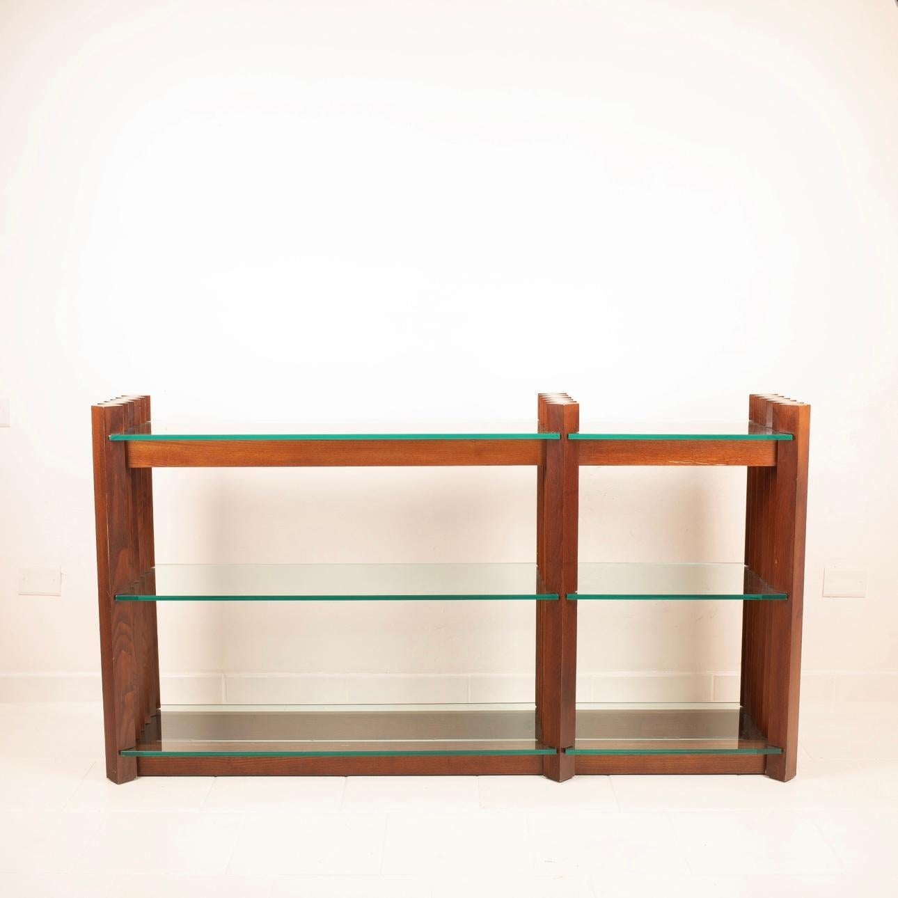 Solid Wood and Crystal Console Table from the 1960s att. Carlo Scarpa 1960's For Sale 8